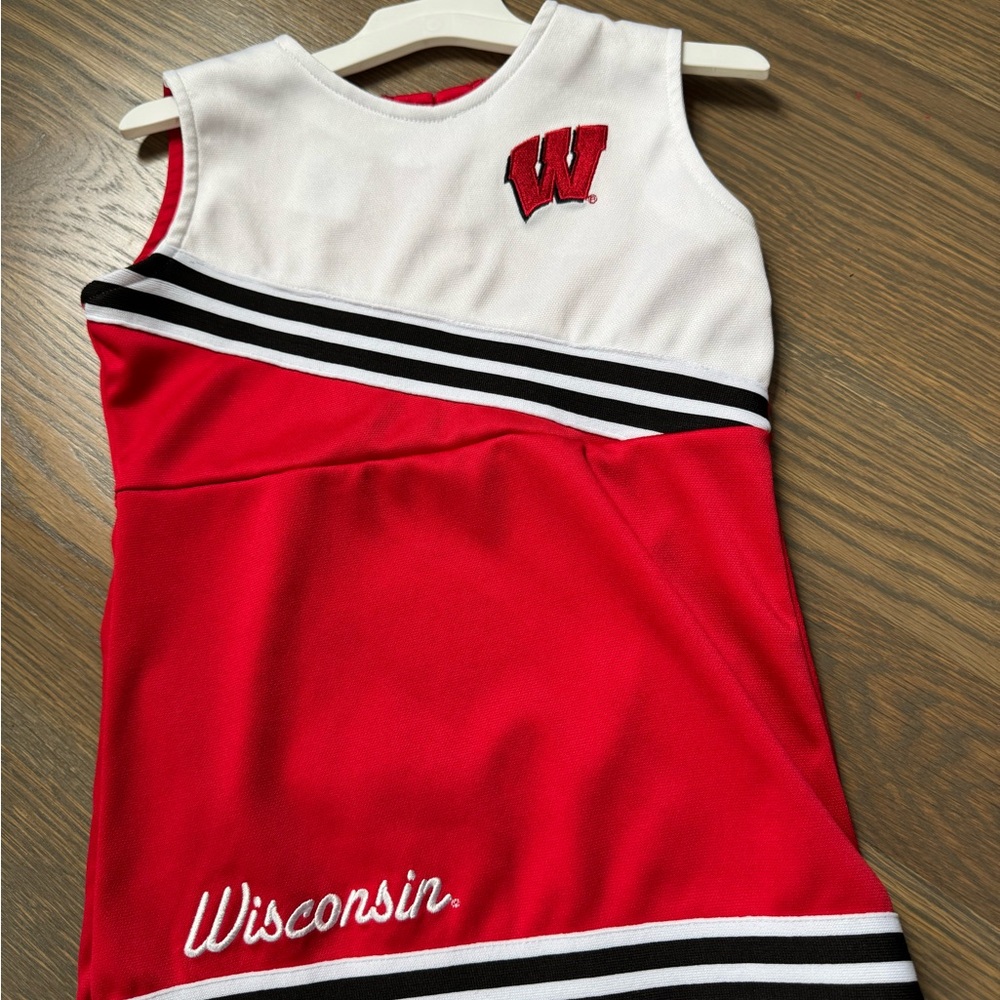 Red and White Wisconsin Toddler Cheerleader Dress - 4T